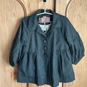 Free People Wool Blend Short Jacket • Vintage-Style Swing Coat • Gray • Size S